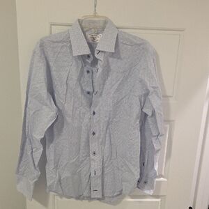 Lorenzo Uomo Blue Casual Button Down Shirt